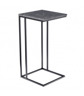 Придиванный столик Loft 35x35см, серый мрамор с чёрными ножками
