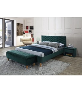 Кровать Signal AZURRO Velvet (зеленый/дуб) 160/200