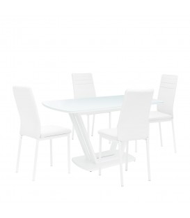 Набор мебели для кухни Leset Каби + Бри, белый, экокожа, белый