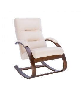 Кресло-качалка Leset Милано, орех текстура, ткань велюр, v18 бежевый