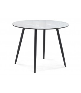 Стеклянный стол Абилин 100(140)х76 ультра белое стекло / черный / черный матовый 516546