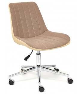 Кресло офисное STYLE, экошерсть/кожзам, коричневый/бежевый