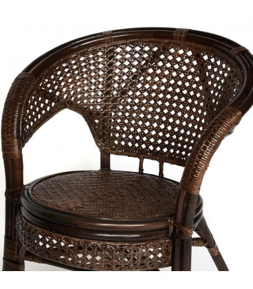 Террасный комплект PELANGI (стол со стеклом + 2 кресла), грецкий орех (без подушек)