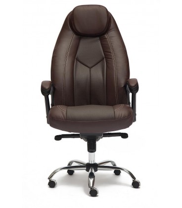 Кресло офисное BOSS люкс (хром), коричневый