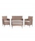 Лаундж сет (диван+2кресла+столик+подушки) серый, ткань светло-серая (mod. 210013 А)