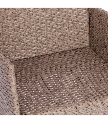 Лаундж сет (диван+2кресла+столик+подушки) серый, ткань светло-серая (mod. 210013 А)