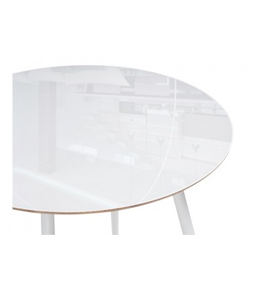 Стеклянный стол Абилин 100 ультра белое стекло / дуб вотан / белый матовый