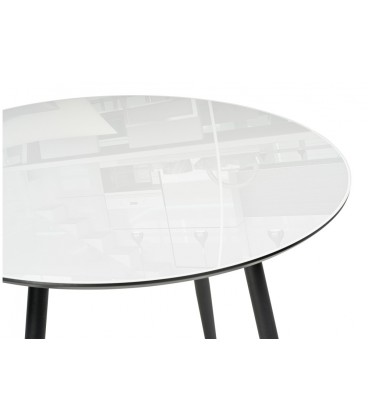 Стеклянный стол Абилин 100 ультра белый / черный / черный матовый