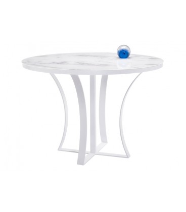 Стеклянный стол Нейтон белый мрамор / белый