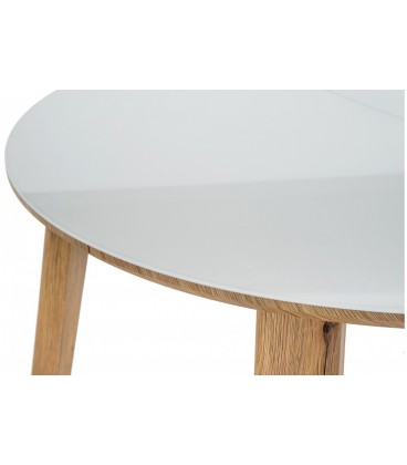 Стеклянный стол Семвэлл белый / дуб монтана