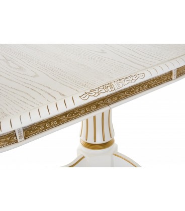 Деревянный стол Женева молочный с золотой патиной