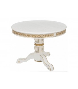 Деревянный стол Лорд молочный с золотой патиной