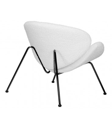 Кресло дизайнерское DOBRIN EMILY LMO-72 (ткань букле белый, черные ножки)