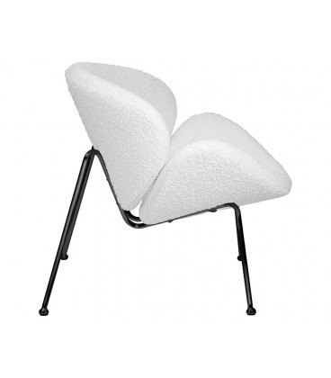 Кресло дизайнерское DOBRIN EMILY LMO-72 (ткань букле белый, черные ножки)