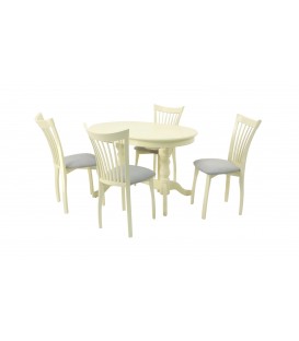 Обеденная группа стол Бизе со стульями Миранда,слоновая кость, серый