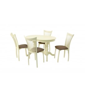 Обеденная группа стол Бизе со стульями Миранда,слоновая кость, ромб коричневый