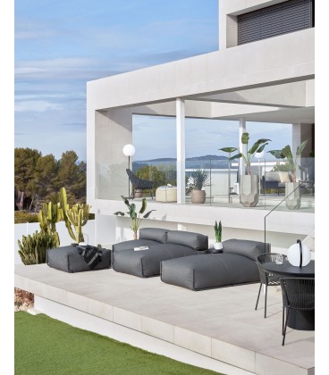 Пуф-шезлонг со спинкой Square темно-серого цвета для садового модульного дивана 101x101см