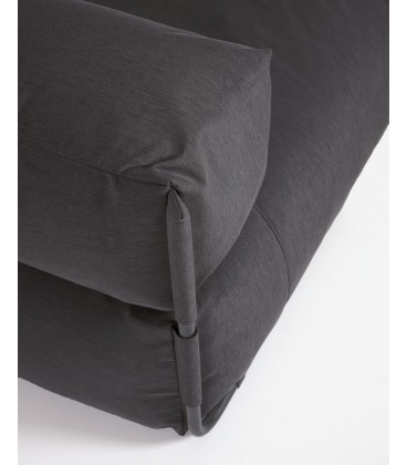 Пуф-шезлонг со спинкой Square темно-серого цвета для садового модульного дивана 101x101см