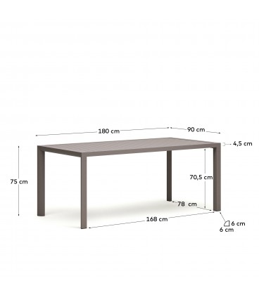 Culip Алюминиевый уличный стол с порошковым покрытием коричневого цвета 180 x 90 см