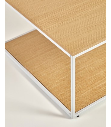 Yoana Журнальный столик из шпона дуба и белого металла 110 x 60 см