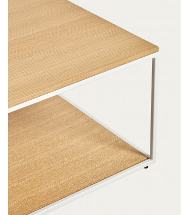 Yoana Журнальный столик из шпона дуба и белого металла 110 x 60 см