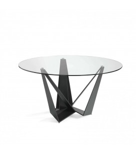 Стеклянный круглый стол c черными ножками CT2061 /1045 Ø150
