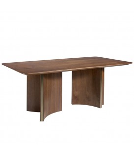 Прямоугольный обеденный стол 1109/DT210118 из ореха и позолоченной стали