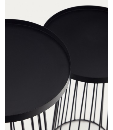 Набор Dilva из 2 черных металлических приставных столиков