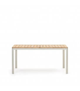 Bona Уличный стол из алюминия в белой отделке и тикового дерева 160 x 90 см