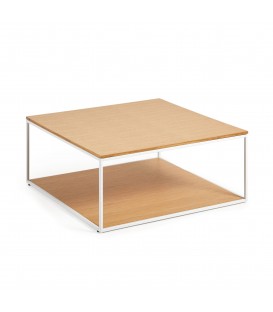 Yoana Журнальный столик из дубового шпона и белого металла 80 x 80 см