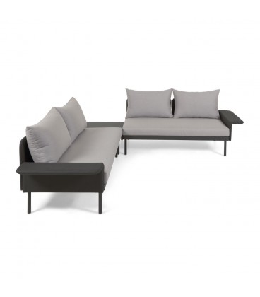 Угловой алюминиевый диван Zaltana с черной матовой отделкой 164 см