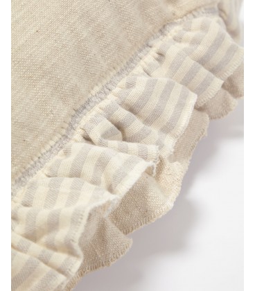 Чехол на подушку Deva из натурального льна с бежевой каймой в полоску 45 x 45 см