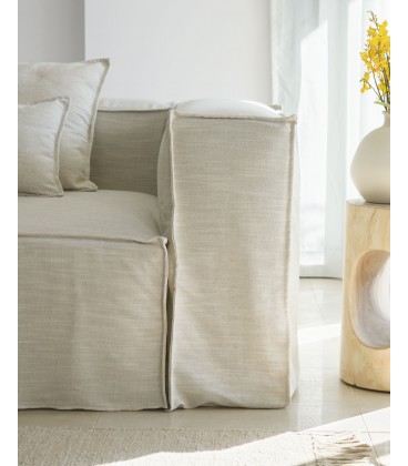 Льняной чехол для подушки Blok белый цвет 30 x 50 см