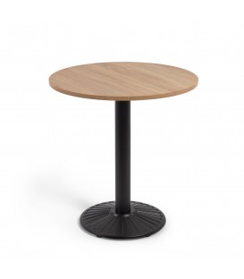 Круглый стол Tiaret из меламина в натуральной отделке с черной металлической ножкой Ø 69,5 см