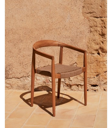 Ydalia Садовый стул из натурального тика и бежевой веревки