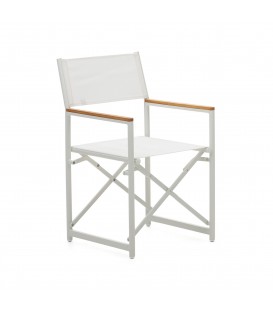 Llado Складной стул из белого алюминия с подлокотниками из массива тика