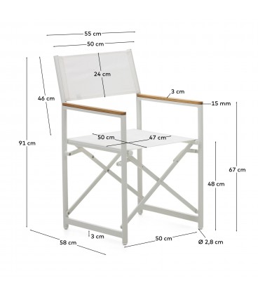 Llado Складной стул из белого алюминия с подлокотниками из массива тика