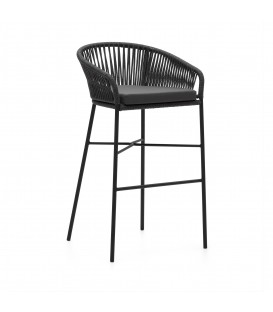 Веревочный барный стул Yanet черного цвета 75 см