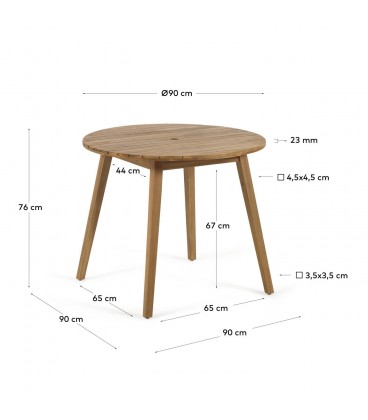 Круглый уличный стол Vilma из массива акации Ø 90 см 100% FSC