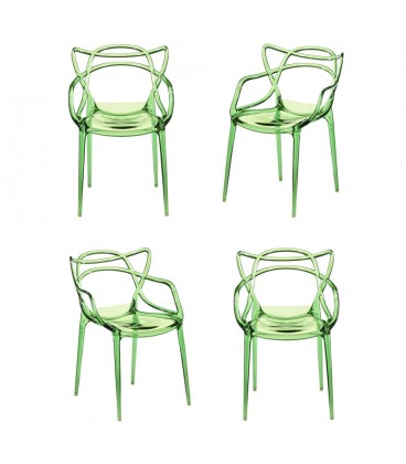 Комплект из 4-х стульев Masters прозрачный зеленый