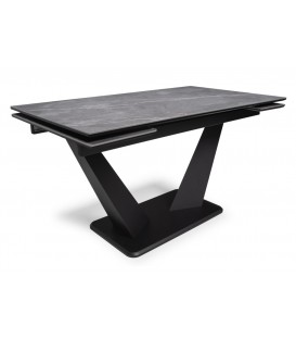 Керамический стол Кели серый мрамор / черный