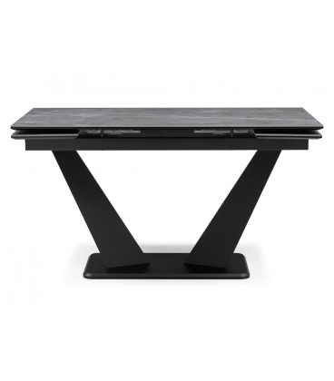 Керамический стол Кели серый мрамор / черный