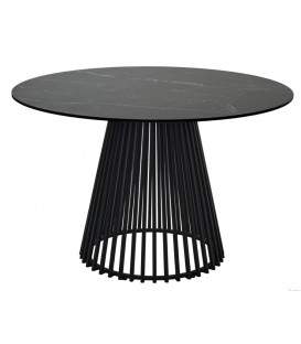 Стол TERNI 120 MATT BLACK MARBLE SOLID CERAMIC Черный мрамор матовый, керамика/Черный каркас