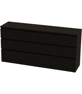 Комод Варма 6Д большой с шестью выдвижными ящиками, ДСП, шпон ясень, черный