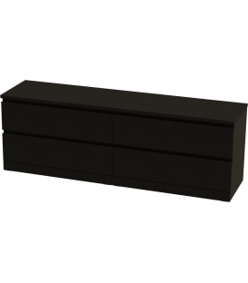 Комод Варма 4Д низкий с четырьмя выдвижными ящиками, ДСП, шпон ясень, черный