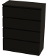 Комод Варма 4 с четырьмя выдвижными ящиками, ДСП, шпон ясень, черный