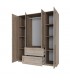 Шкаф СИРИУС четырехдверный с двумя выдвижными ящиками и двумя зеркалами, цвет Дуб Сонома