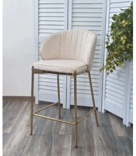 Полубарный стул WENDY TRF-11 светло-бежевый, ткань / золотой каркас