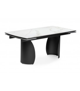 Керамический стол Готланд белый мрамор / черный