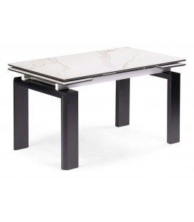 Керамический стол Давос 140х80х78 белый мрамор / черный кварц